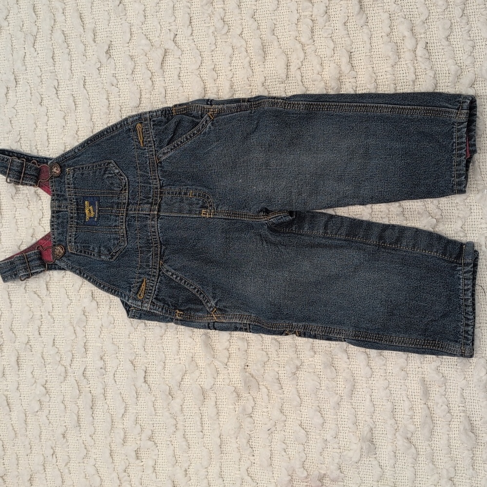 Oshkosh B'Gosh Flannel Lined Denim Overalls Toddler Kids Baby 12 Months